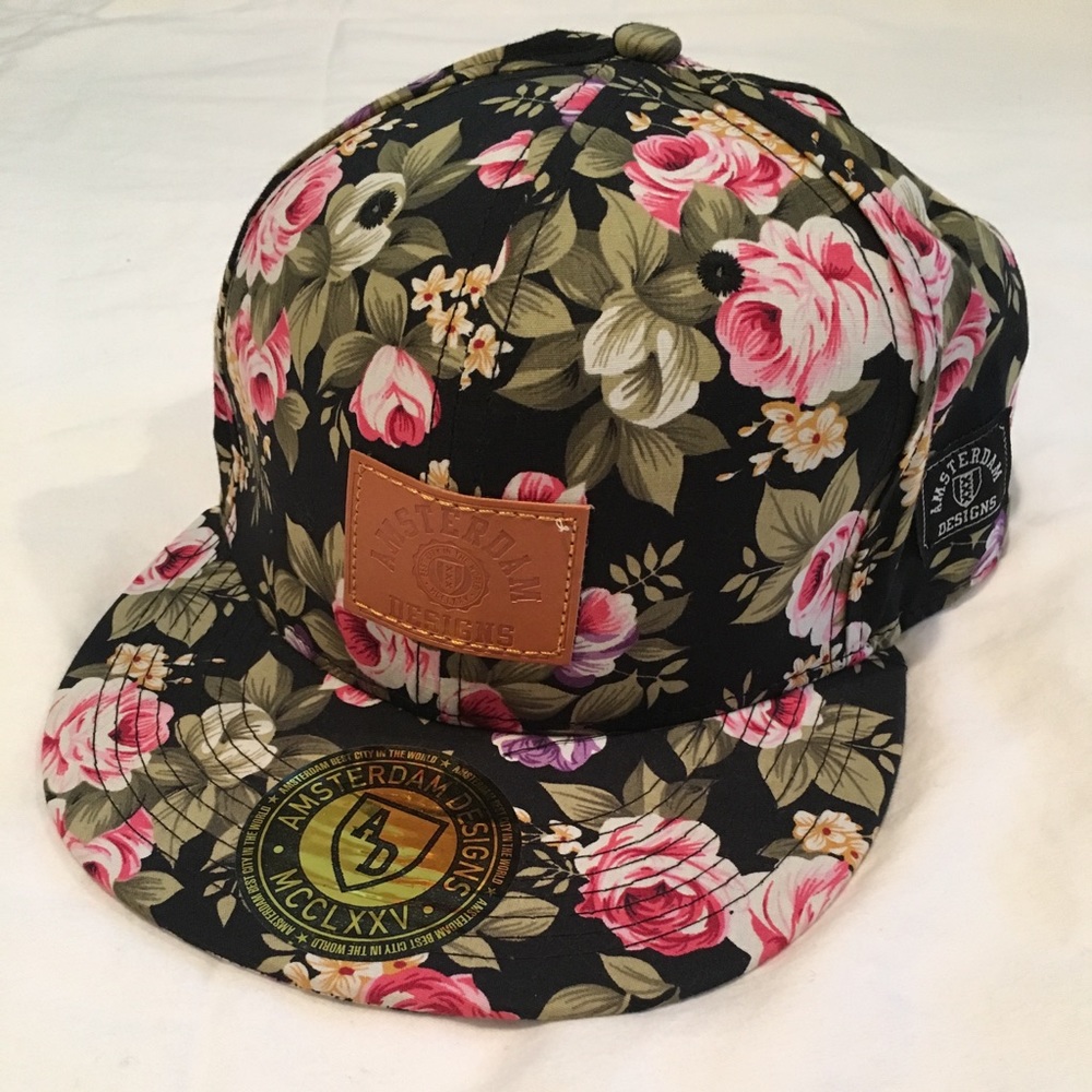 Floral flat bill SnapBack hat